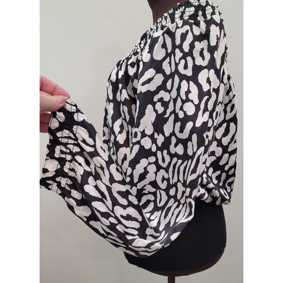 INC Int'l Concepts Silk Snake Skin Print Black White Long Sleeve Blouse Sz.18W - Picture 5 of 9